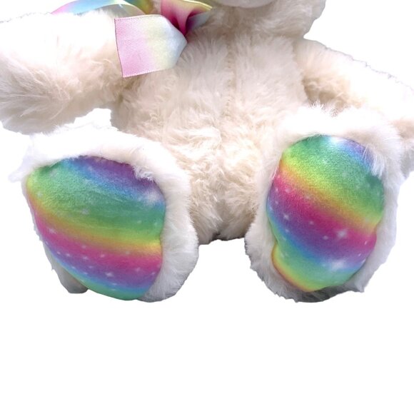 Kellytoy Bunny Rabbit Rainbow Accent Ears Bow Plush Animal 15” Seated Easter - Picture 3 of 7